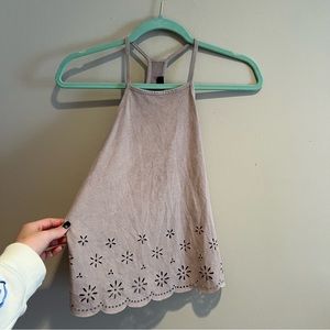 Wet Seal Tan/ Light Brown Velvet Halter Top Size M